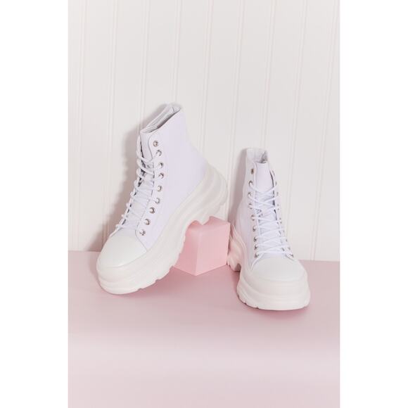 🎀Berness Stick To It White Hi-Top Platform Lace-Up Sneakers | Size 10 - Picture 8 of 8